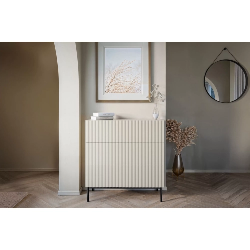 Komoda z szufladami Nicole 100 cm - kaszmir / czarne nóżki